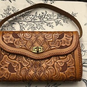 Vintage Leather Floral Handbag